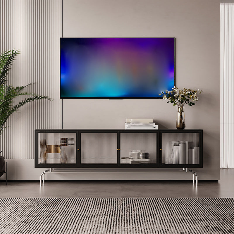 Industrial Metal TV Stand Home Enclosed Storage TV Cabinet with Glass Doors Clearhalo 'furn' 'furn_tv_stands_entertainment_centers' 'Furniture' 'Living Room Furniture' 'TV Stands & Entertainment Centers' 'TV Stands & Media Storage Furniture' 'tv_stands_entertainment_centers' 6316511