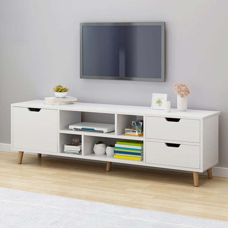 Open Shelving TV Media Stand Scandinavian TV Media Console with Drawers 47"L x 12"W x 15"H White Clearhalo 'furn' 'furn_tv_stands_entertainment_centers' 'Furniture' 'Living Room Furniture' 'TV Stands & Entertainment Centers' 'TV Stands & Media Storage Furniture' 'tv_stands_entertainment_centers' 6316582