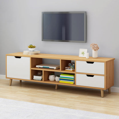 Open Shelving TV Media Stand Scandinavian TV Media Console with Drawers 47"L x 12"W x 15"H Wood