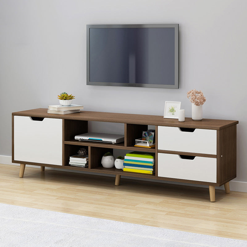 Open Shelving TV Media Stand Scandinavian TV Media Console with Drawers 47"L x 12"W x 15"H Oak Clearhalo 'furn' 'furn_tv_stands_entertainment_centers' 'Furniture' 'Living Room Furniture' 'TV Stands & Entertainment Centers' 'TV Stands & Media Storage Furniture' 'tv_stands_entertainment_centers' 6316588