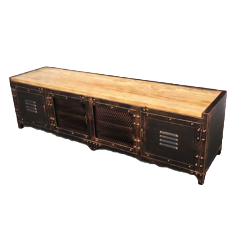 American Retro Industrial Style TV Cabinet Iron Art Solid Wood Bedroom TV Stand Antique Wood Antique Bronze Clearhalo 'furn' 'furn_tv_stands_entertainment_centers' 'Furniture' 'Living Room Furniture' 'TV Stands & Entertainment Centers' 'TV Stands & Media Storage Furniture' 'tv_stands_entertainment_centers' 6316612