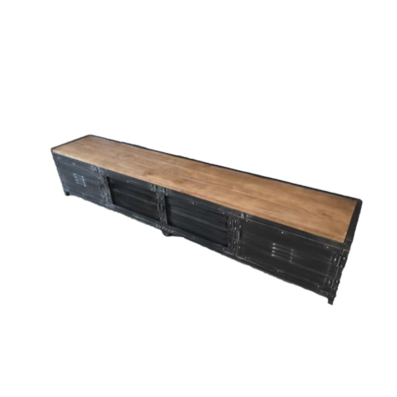 American Retro Industrial Style TV Cabinet Iron Art Solid Wood Bedroom TV Stand Aged Silver Clearhalo 'furn' 'furn_tv_stands_entertainment_centers' 'Furniture' 'Living Room Furniture' 'TV Stands & Entertainment Centers' 'TV Stands & Media Storage Furniture' 'tv_stands_entertainment_centers' 6316615