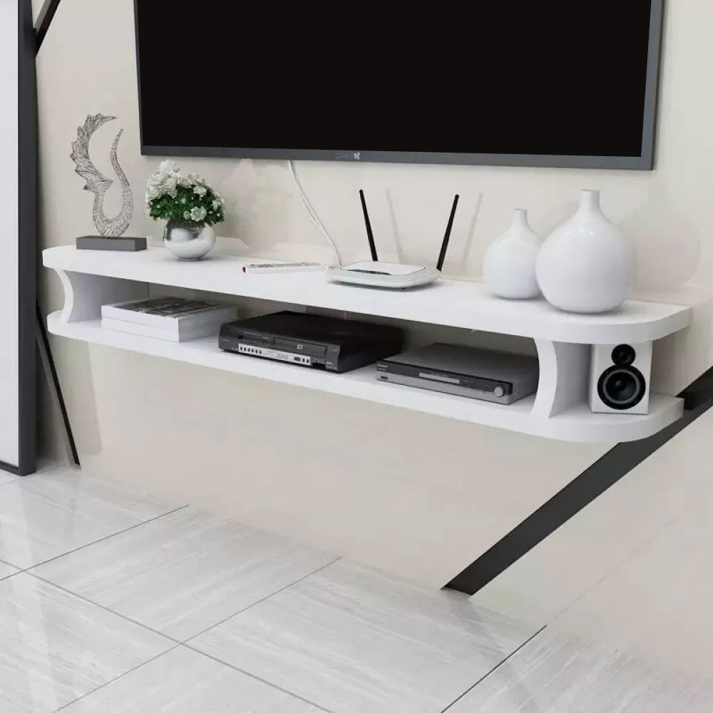 Console multimediale per TV montata a parete con scaffale aperto, supporto TV scandinavo da 9 pollici