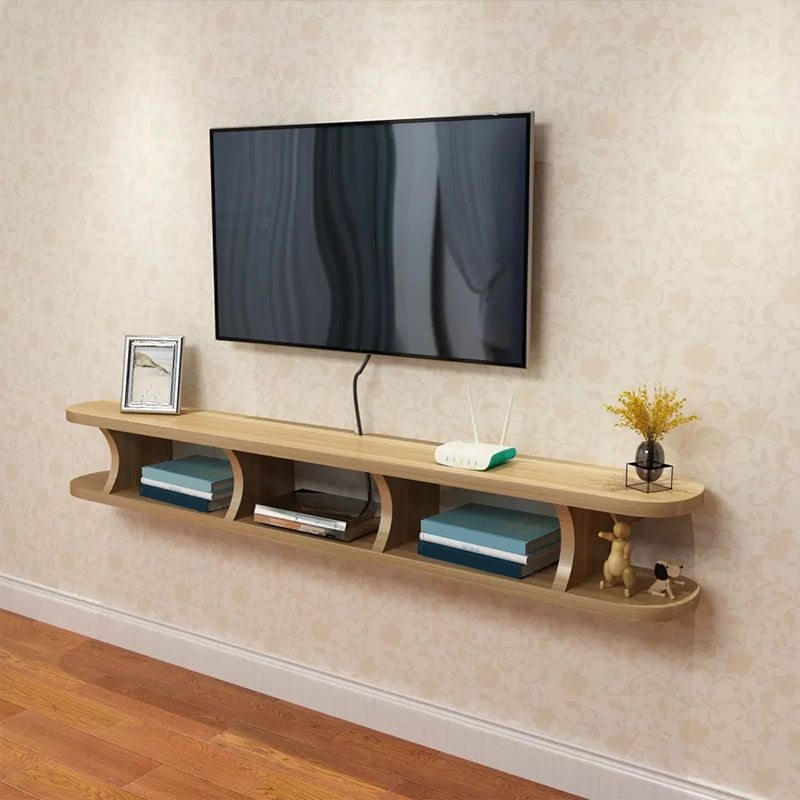 Console multimediale per TV montata a parete con scaffale aperto, supporto TV scandinavo da 9 pollici