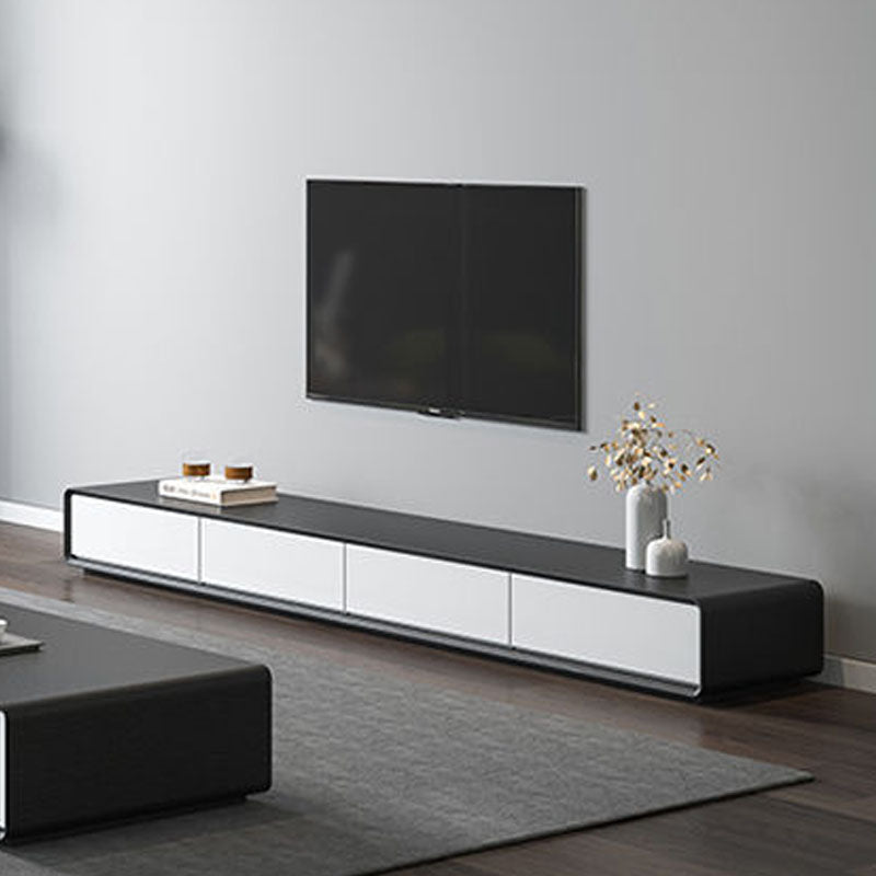Contemporary 15.75-inch D TV Console Wooden TV Stand for TVs with Drawers Black-White Clearhalo 'furn' 'furn_tv_stands_entertainment_centers' 'Furniture' 'Living Room Furniture' 'TV Stands & Entertainment Centers' 'TV Stands & Media Storage Furniture' 'tv_stands_entertainment_centers' 6316667