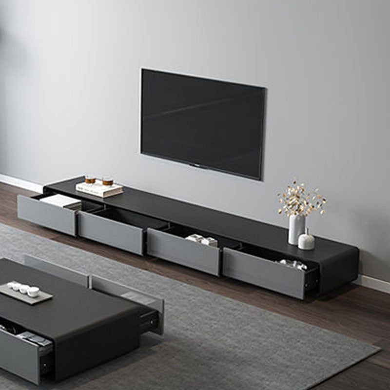 Contemporary 15.75-inch D TV Console Wooden TV Stand for TVs with Drawers Black Gray Clearhalo 'furn' 'furn_tv_stands_entertainment_centers' 'Furniture' 'Living Room Furniture' 'TV Stands & Entertainment Centers' 'TV Stands & Media Storage Furniture' 'tv_stands_entertainment_centers' 6316682