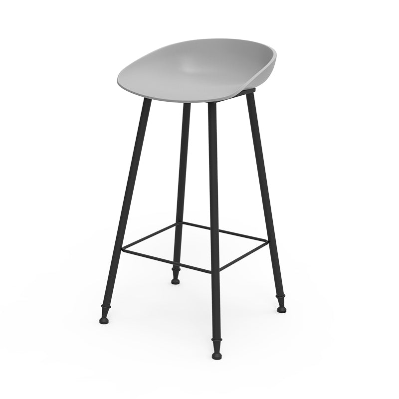 Luxurious Armless Counter High Stool Backrest Metal Bar Stool with Plastic Seat Grey 1 Piece Clearhalo 'Bar Furniture' 'Bar Stools' 'bar_stools' 'furn' 'furn_bar_stools' 'Furniture' 'Kitchen & Dining Furniture' 6316832