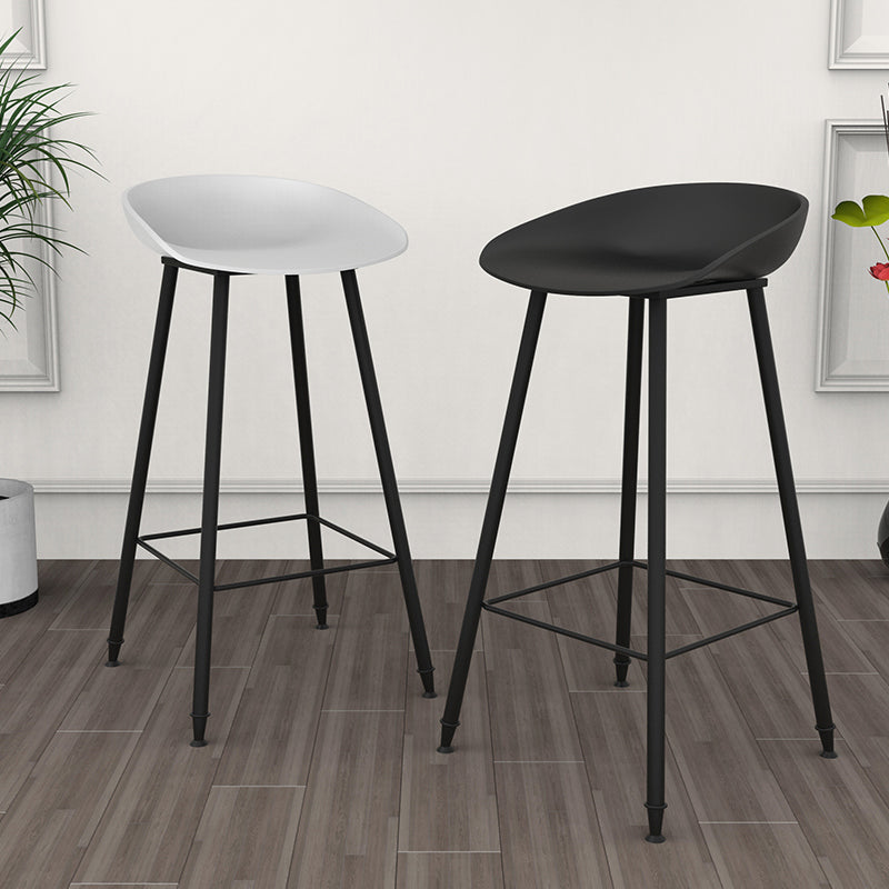 Luxurious Armless Counter High Stool Backrest Metal Bar Stool with Plastic Seat Clearhalo 'Bar Furniture' 'Bar Stools' 'bar_stools' 'furn' 'furn_bar_stools' 'Furniture' 'Kitchen & Dining Furniture' 6316834