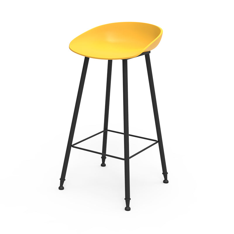 Luxurious Armless Counter High Stool Backrest Metal Bar Stool with Plastic Seat Yellow 1 Piece Clearhalo 'Bar Furniture' 'Bar Stools' 'bar_stools' 'furn' 'furn_bar_stools' 'Furniture' 'Kitchen & Dining Furniture' 6316835
