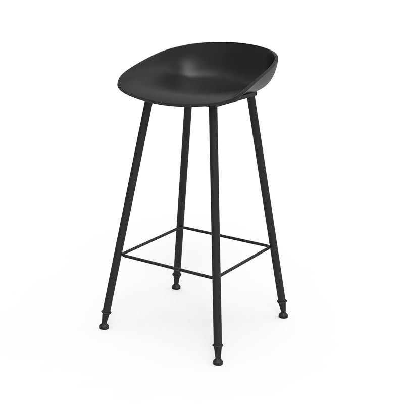 Luxurious Armless Counter High Stool Backrest Metal Bar Stool with Plastic Seat Black 1 Piece Clearhalo 'Bar Furniture' 'Bar Stools' 'bar_stools' 'furn' 'furn_bar_stools' 'Furniture' 'Kitchen & Dining Furniture' 6316841