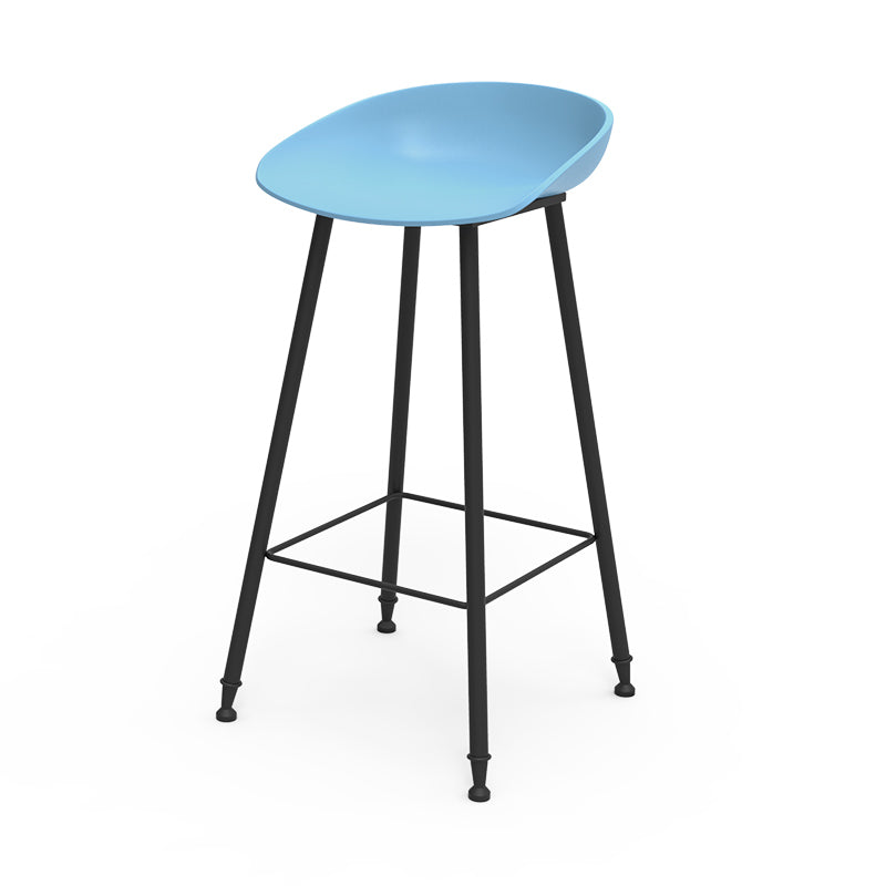 Luxurious Armless Counter High Stool Backrest Metal Bar Stool with Plastic Seat Blue 1 Piece Clearhalo 'Bar Furniture' 'Bar Stools' 'bar_stools' 'furn' 'furn_bar_stools' 'Furniture' 'Kitchen & Dining Furniture' 6316843