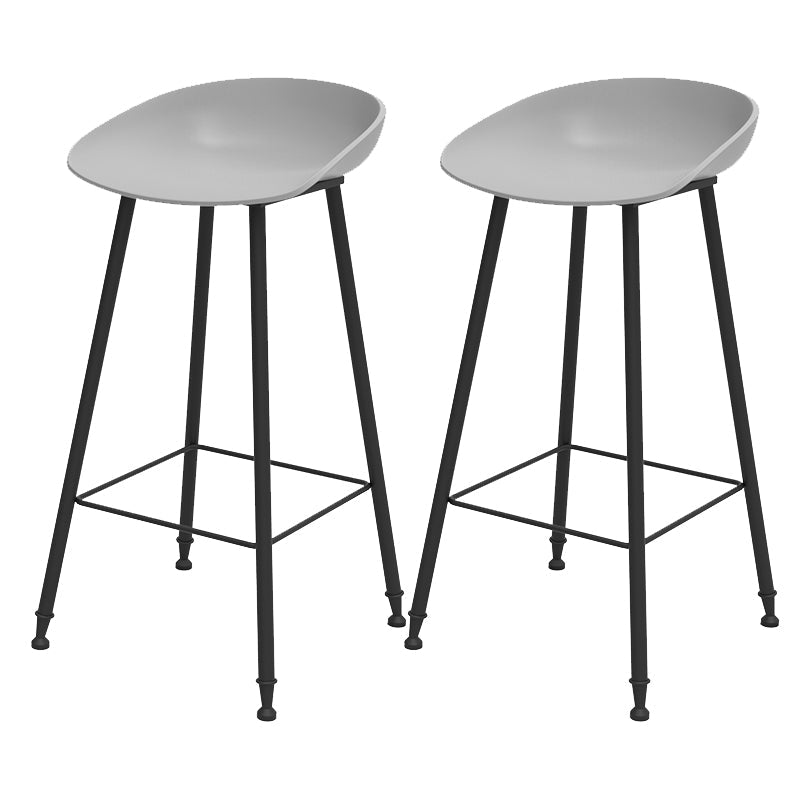 Luxurious Armless Counter High Stool Backrest Metal Bar Stool with Plastic Seat Grey 2 Piece Set Clearhalo 'Bar Furniture' 'Bar Stools' 'bar_stools' 'furn' 'furn_bar_stools' 'Furniture' 'Kitchen & Dining Furniture' 6316846