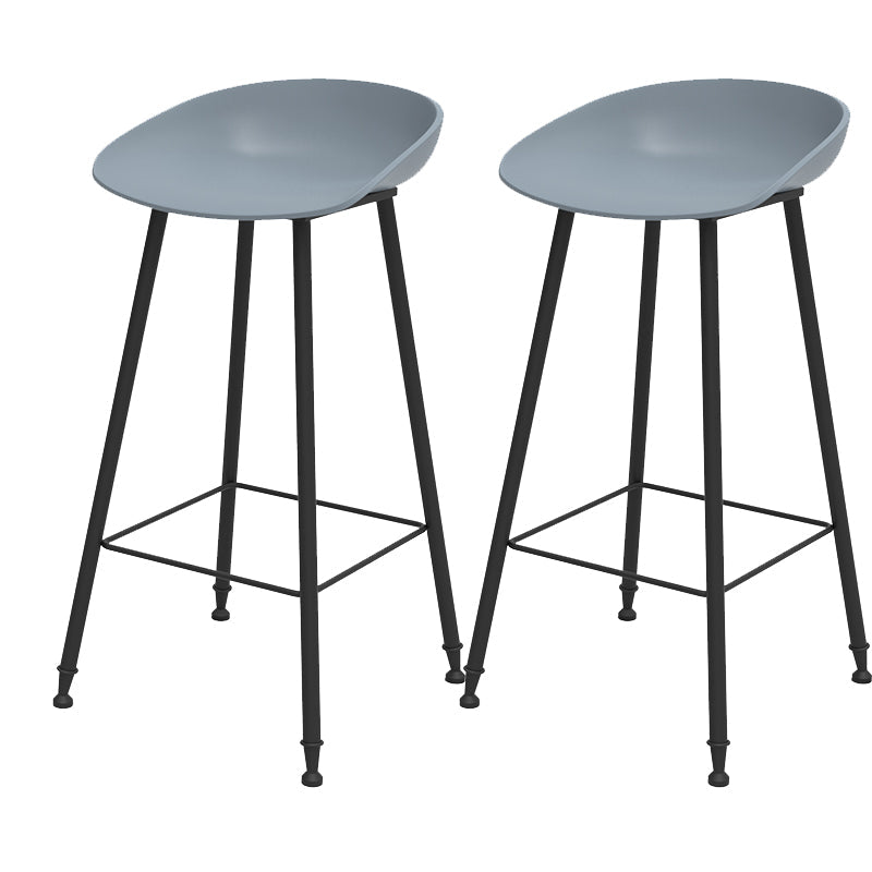 Luxurious Armless Counter High Stool Backrest Metal Bar Stool with Plastic Seat Pewter 2 Piece Set Clearhalo 'Bar Furniture' 'Bar Stools' 'bar_stools' 'furn' 'furn_bar_stools' 'Furniture' 'Kitchen & Dining Furniture' 6316847