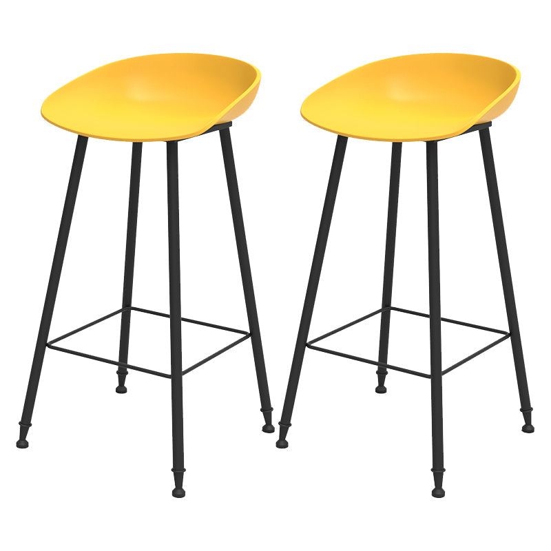 Luxurious Armless Counter High Stool Backrest Metal Bar Stool with Plastic Seat Yellow 2 Piece Set Clearhalo 'Bar Furniture' 'Bar Stools' 'bar_stools' 'furn' 'furn_bar_stools' 'Furniture' 'Kitchen & Dining Furniture' 6316848