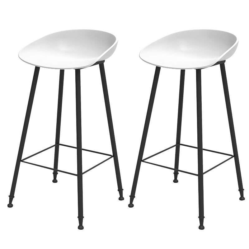 Luxurious Armless Counter High Stool Backrest Metal Bar Stool with Plastic Seat White 2 Piece Set Clearhalo 'Bar Furniture' 'Bar Stools' 'bar_stools' 'furn' 'furn_bar_stools' 'Furniture' 'Kitchen & Dining Furniture' 6316849