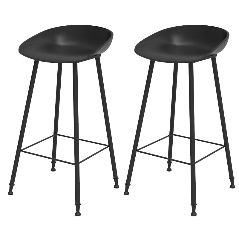 Luxurious Armless Counter High Stool Backrest Metal Bar Stool with Plastic Seat Black 2 Piece Set Clearhalo 'Bar Furniture' 'Bar Stools' 'bar_stools' 'furn' 'furn_bar_stools' 'Furniture' 'Kitchen & Dining Furniture' 6316851