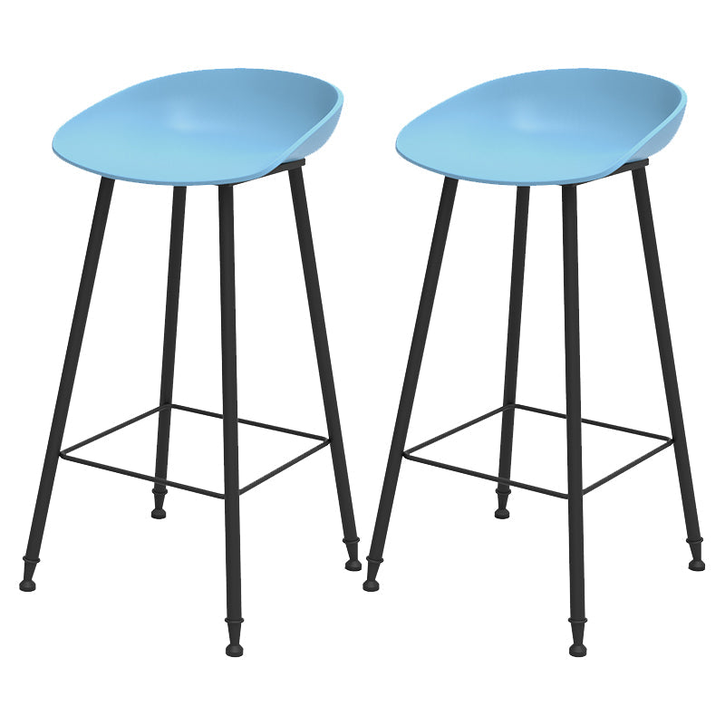 Luxurious Armless Counter High Stool Backrest Metal Bar Stool with Plastic Seat Blue 2 Piece Set Clearhalo 'Bar Furniture' 'Bar Stools' 'bar_stools' 'furn' 'furn_bar_stools' 'Furniture' 'Kitchen & Dining Furniture' 6316852