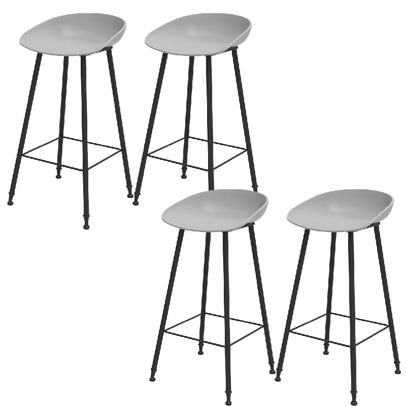 Luxurious Armless Counter High Stool Backrest Metal Bar Stool with Plastic Seat Grey 4 Piece Set Clearhalo 'Bar Furniture' 'Bar Stools' 'bar_stools' 'furn' 'furn_bar_stools' 'Furniture' 'Kitchen & Dining Furniture' 6316853