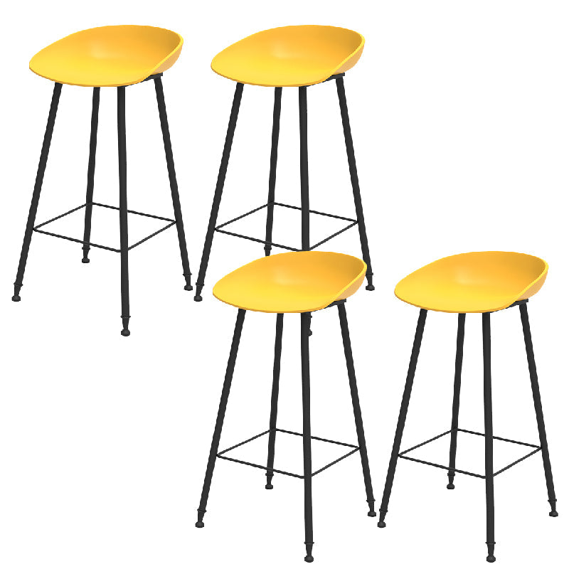 Luxurious Armless Counter High Stool Backrest Metal Bar Stool with Plastic Seat Yellow 4 Piece Set Clearhalo 'Bar Furniture' 'Bar Stools' 'bar_stools' 'furn' 'furn_bar_stools' 'Furniture' 'Kitchen & Dining Furniture' 6316855