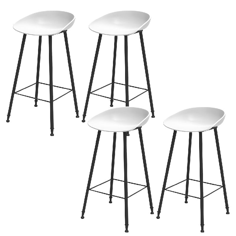 Luxurious Armless Counter High Stool Backrest Metal Bar Stool with Plastic Seat White 4 Piece Set Clearhalo 'Bar Furniture' 'Bar Stools' 'bar_stools' 'furn' 'furn_bar_stools' 'Furniture' 'Kitchen & Dining Furniture' 6316856