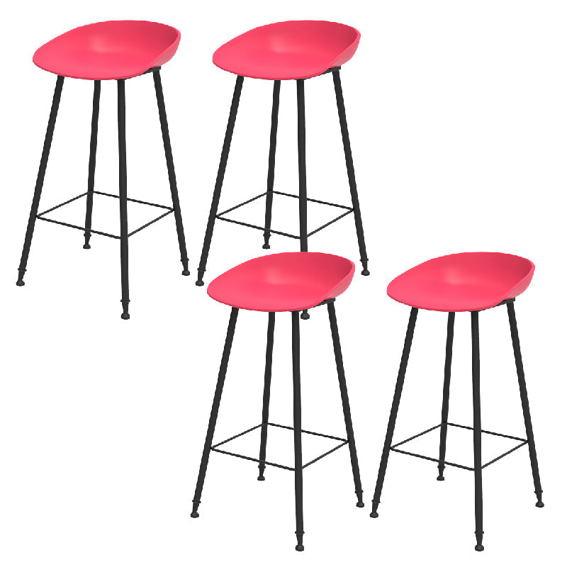 Luxurious Armless Counter High Stool Backrest Metal Bar Stool with Plastic Seat Red 4 Piece Set Clearhalo 'Bar Furniture' 'Bar Stools' 'bar_stools' 'furn' 'furn_bar_stools' 'Furniture' 'Kitchen & Dining Furniture' 6316857