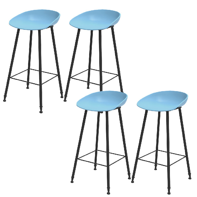 Luxurious Armless Counter High Stool Backrest Metal Bar Stool with Plastic Seat Blue 4 Piece Set Clearhalo 'Bar Furniture' 'Bar Stools' 'bar_stools' 'furn' 'furn_bar_stools' 'Furniture' 'Kitchen & Dining Furniture' 6316859