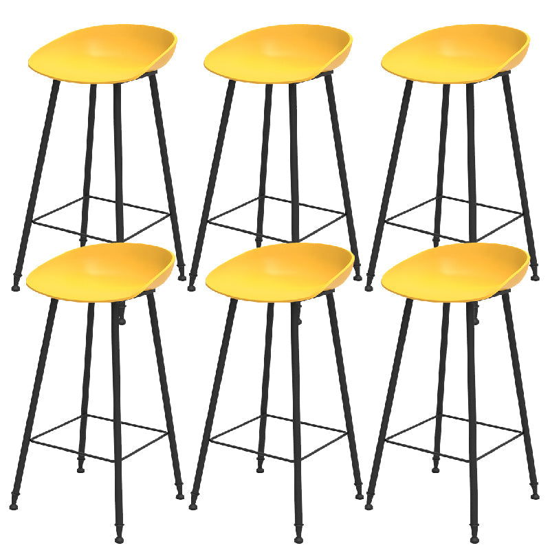 Luxurious Armless Counter High Stool Backrest Metal Bar Stool with Plastic Seat Yellow 6 Piece Set Clearhalo 'Bar Furniture' 'Bar Stools' 'bar_stools' 'furn' 'furn_bar_stools' 'Furniture' 'Kitchen & Dining Furniture' 6316860