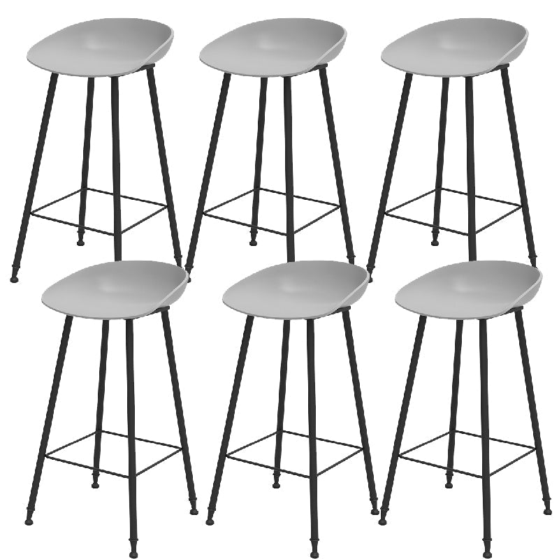 Luxurious Armless Counter High Stool Backrest Metal Bar Stool with Plastic Seat Grey 6 Piece Set Clearhalo 'Bar Furniture' 'Bar Stools' 'bar_stools' 'furn' 'furn_bar_stools' 'Furniture' 'Kitchen & Dining Furniture' 6316861