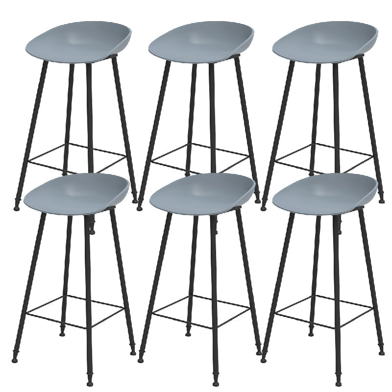 Luxurious Armless Counter High Stool Backrest Metal Bar Stool with Plastic Seat Pewter 6 Piece Set Clearhalo 'Bar Furniture' 'Bar Stools' 'bar_stools' 'furn' 'furn_bar_stools' 'Furniture' 'Kitchen & Dining Furniture' 6316862