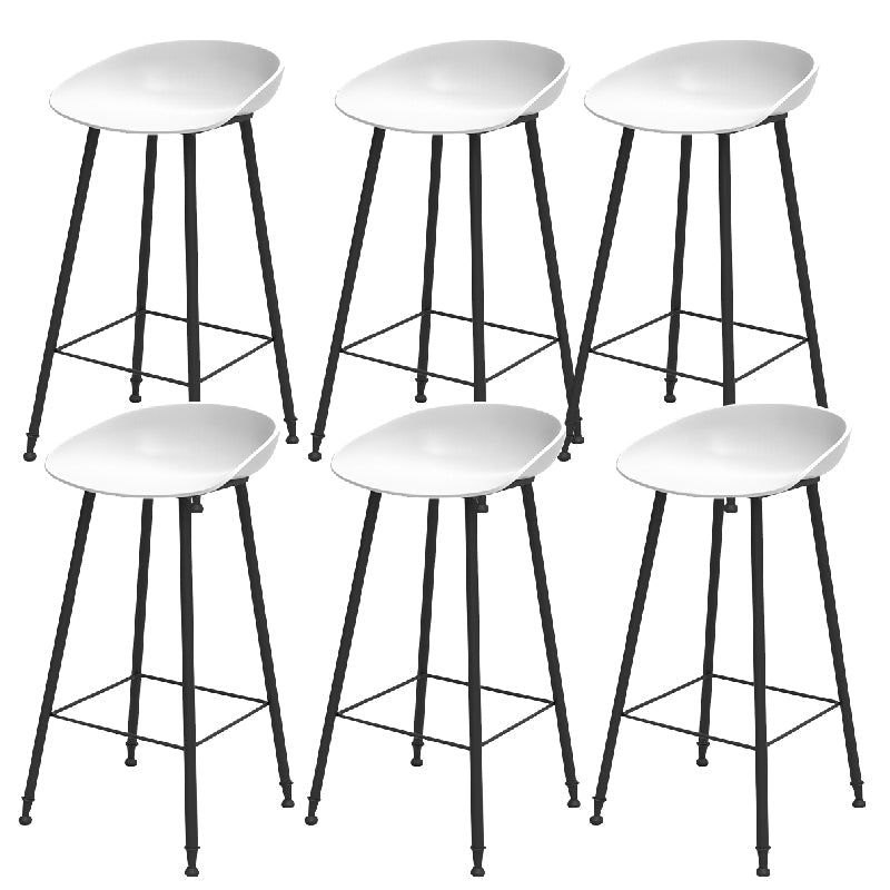 Luxurious Armless Counter High Stool Backrest Metal Bar Stool with Plastic Seat White 6 Piece Set Clearhalo 'Bar Furniture' 'Bar Stools' 'bar_stools' 'furn' 'furn_bar_stools' 'Furniture' 'Kitchen & Dining Furniture' 6316863