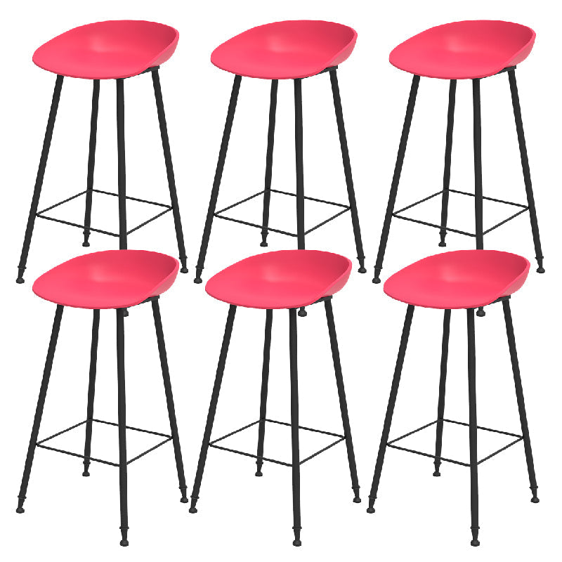 Luxurious Armless Counter High Stool Backrest Metal Bar Stool with Plastic Seat Red 6 Piece Set Clearhalo 'Bar Furniture' 'Bar Stools' 'bar_stools' 'furn' 'furn_bar_stools' 'Furniture' 'Kitchen & Dining Furniture' 6316864