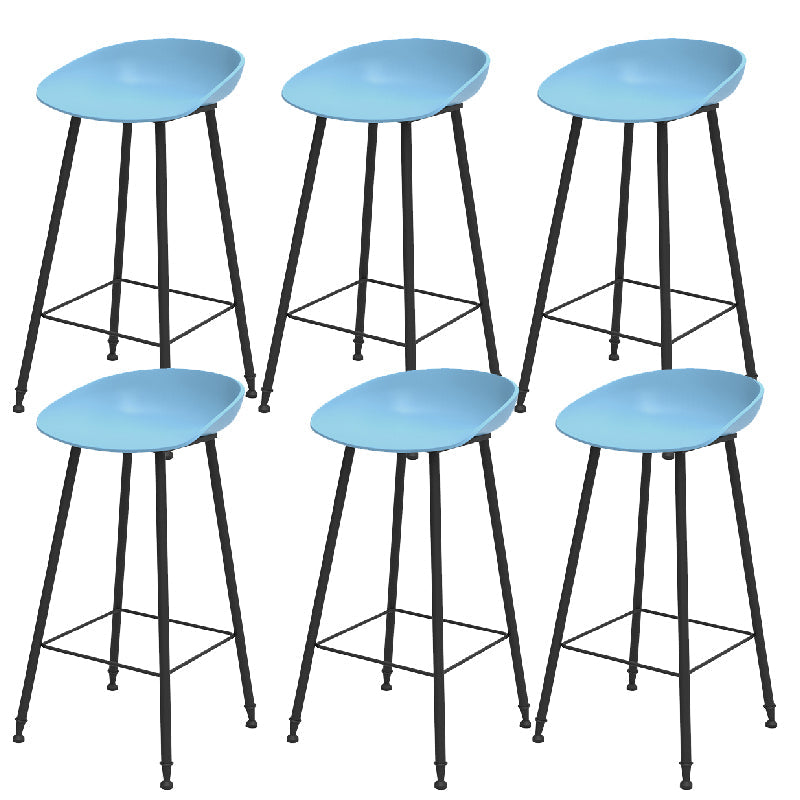 Luxurious Armless Counter High Stool Backrest Metal Bar Stool with Plastic Seat Blue 6 Piece Set Clearhalo 'Bar Furniture' 'Bar Stools' 'bar_stools' 'furn' 'furn_bar_stools' 'Furniture' 'Kitchen & Dining Furniture' 6316866