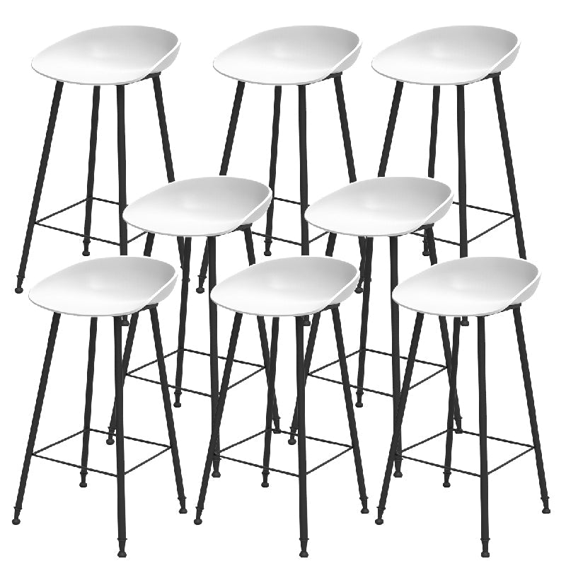 Luxurious Armless Counter High Stool Backrest Metal Bar Stool with Plastic Seat White 8 Piece Set Clearhalo 'Bar Furniture' 'Bar Stools' 'bar_stools' 'furn' 'furn_bar_stools' 'Furniture' 'Kitchen & Dining Furniture' 6316867