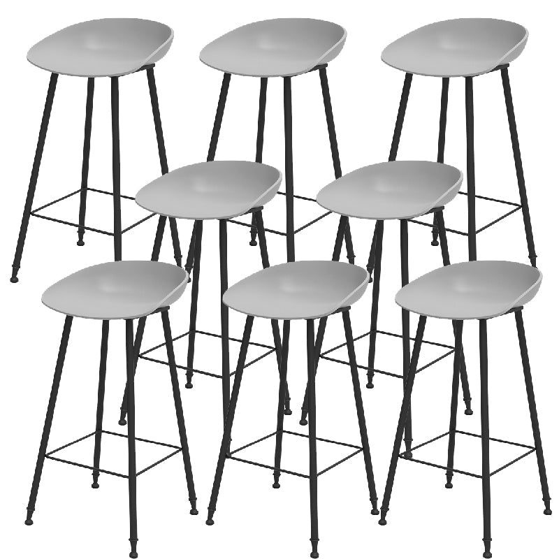 Luxurious Armless Counter High Stool Backrest Metal Bar Stool with Plastic Seat Grey 8 Piece Set Clearhalo 'Bar Furniture' 'Bar Stools' 'bar_stools' 'furn' 'furn_bar_stools' 'Furniture' 'Kitchen & Dining Furniture' 6316868