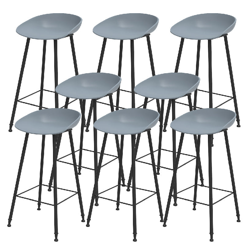 Luxurious Armless Counter High Stool Backrest Metal Bar Stool with Plastic Seat Pewter 8 Piece Set Clearhalo 'Bar Furniture' 'Bar Stools' 'bar_stools' 'furn' 'furn_bar_stools' 'Furniture' 'Kitchen & Dining Furniture' 6316869