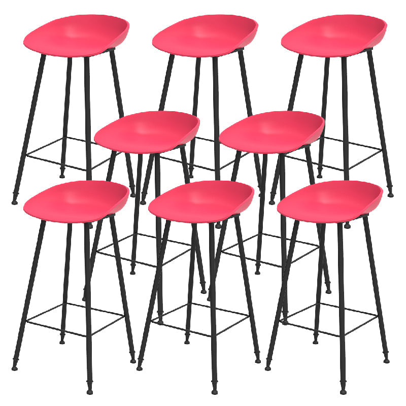 Luxurious Armless Counter High Stool Backrest Metal Bar Stool with Plastic Seat Red 8 Piece Set Clearhalo 'Bar Furniture' 'Bar Stools' 'bar_stools' 'furn' 'furn_bar_stools' 'Furniture' 'Kitchen & Dining Furniture' 6316871