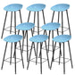 Luxurious Armless Counter High Stool Backrest Metal Bar Stool with Plastic Seat Blue 8 Piece Set Clearhalo 'Bar Furniture' 'Bar Stools' 'bar_stools' 'furn' 'furn_bar_stools' 'Furniture' 'Kitchen & Dining Furniture' 6316873