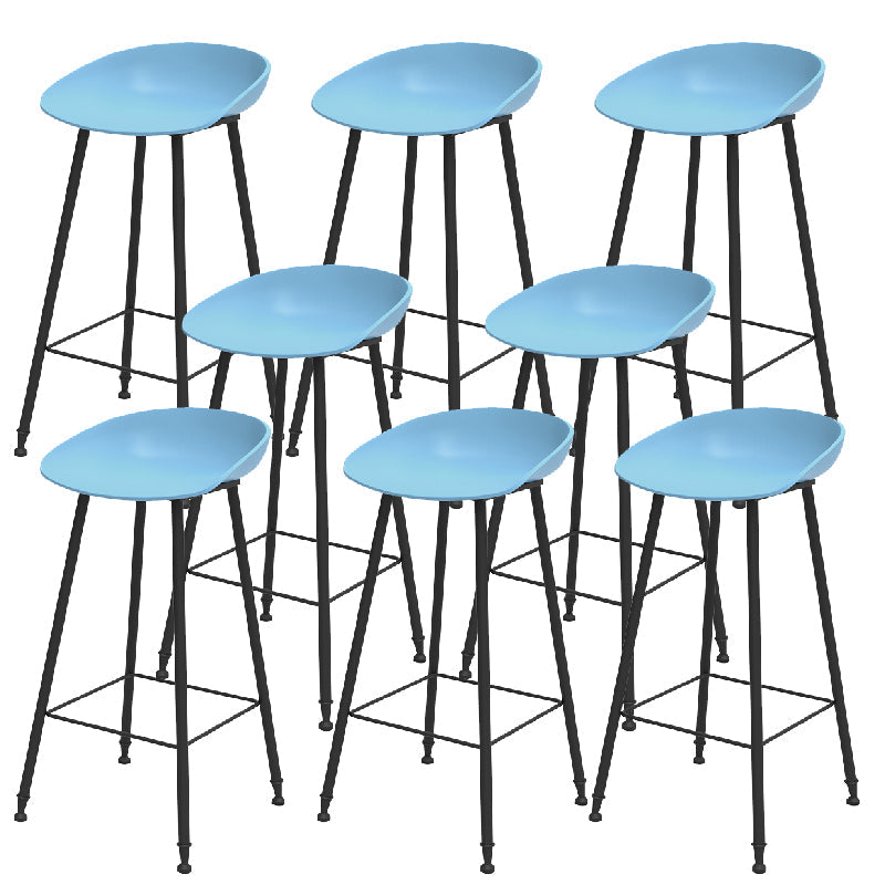 Luxurious Armless Counter High Stool Backrest Metal Bar Stool with Plastic Seat Blue 8 Piece Set Clearhalo 'Bar Furniture' 'Bar Stools' 'bar_stools' 'furn' 'furn_bar_stools' 'Furniture' 'Kitchen & Dining Furniture' 6316873