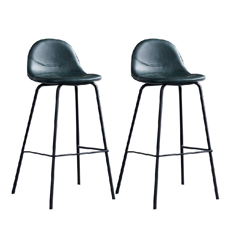 Modern Style Armless Counter Stool Faux Leather Low Back Bar Stool for Indoor