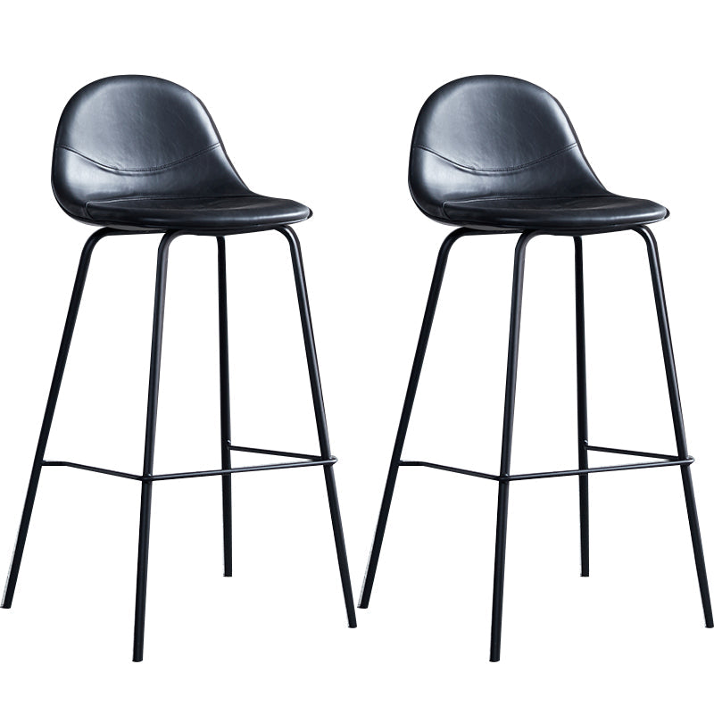 Modern Style Armless Counter Stool Faux Leather Low Back Bar Stool for Indoor