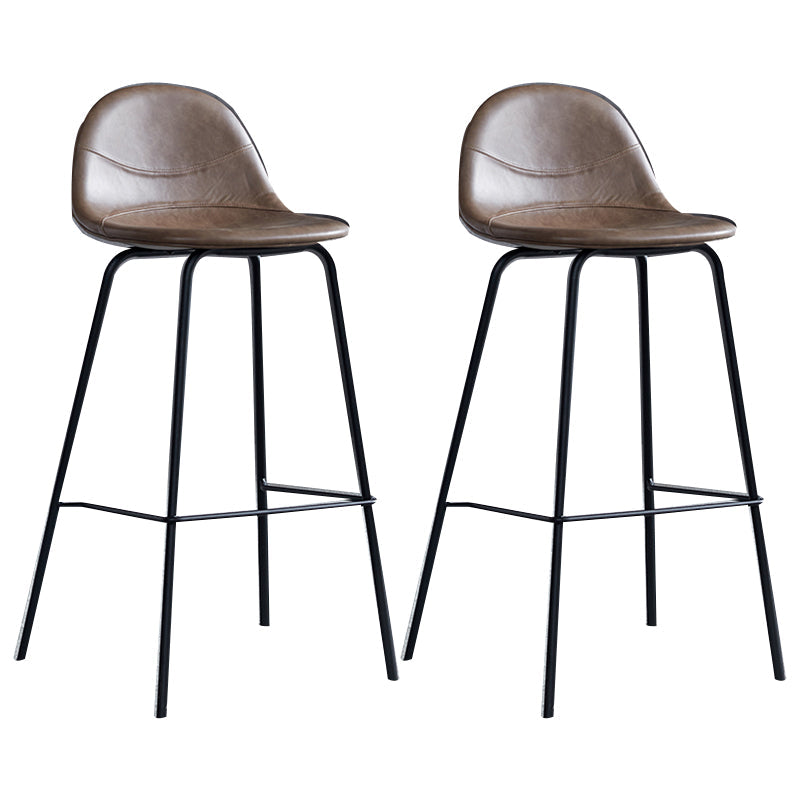 Modern Style Armless Counter Stool Faux Leather Low Back Bar Stool for Indoor