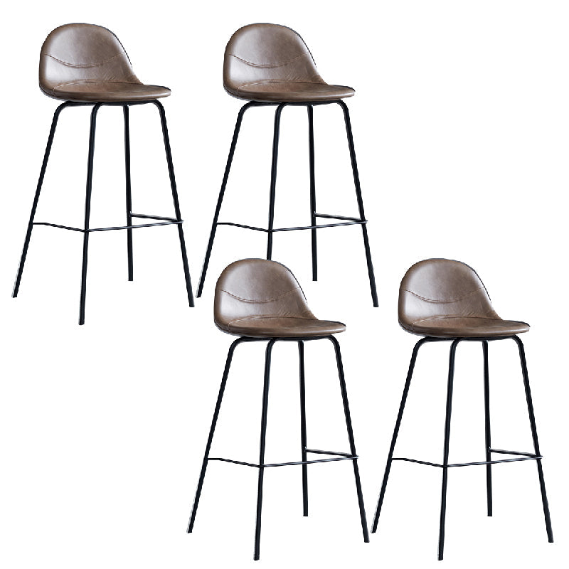 Modern Style Armless Counter Stool Faux Leather Low Back Bar Stool for Indoor