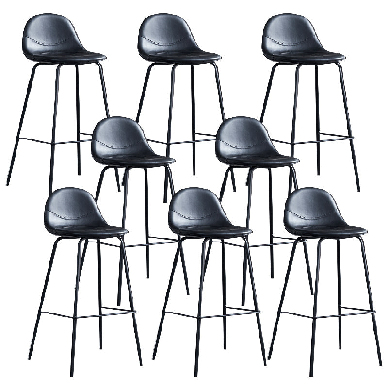 Modern Style Armless Counter Stool Faux Leather Low Back Bar Stool for Indoor