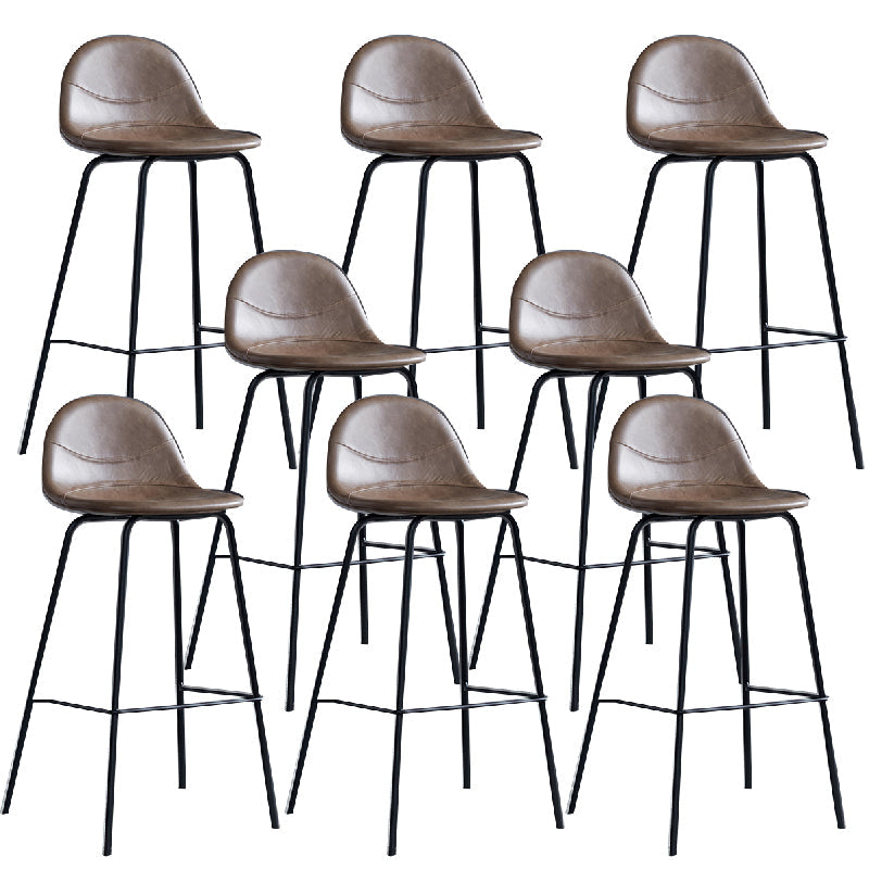 Modern Style Armless Counter Stool Faux Leather Low Back Bar Stool for Indoor