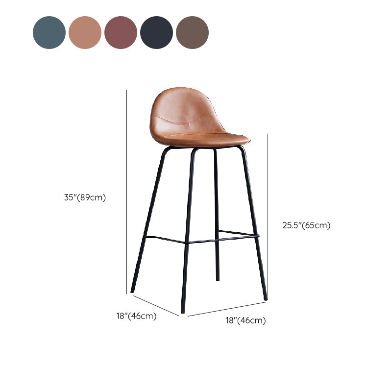 Modern Style Armless Counter Stool Faux Leather Low Back Bar Stool for Indoor
