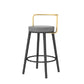 Glam Style Armless Counter Stool Faux Leather Round Bar Stool Black-Gold 1 Piece Short Stool(22"H) Clearhalo 'Bar Furniture' 'Bar Stools' 'bar_stools' 'furn' 'furn_bar_stools' 'Furniture' 'Kitchen & Dining Furniture' 6316952