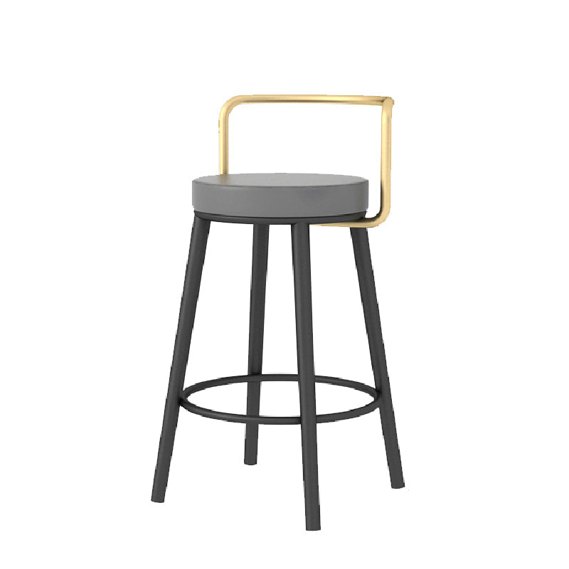 Glam Style Armless Counter Stool Faux Leather Round Bar Stool Black-Gold 1 Piece Short Stool(22"H) Clearhalo 'Bar Furniture' 'Bar Stools' 'bar_stools' 'furn' 'furn_bar_stools' 'Furniture' 'Kitchen & Dining Furniture' 6316952