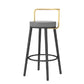 Glam Style Armless Counter Stool Faux Leather Round Bar Stool Black-Gold 1 Piece Counter Stool(26"H) Clearhalo 'Bar Furniture' 'Bar Stools' 'bar_stools' 'furn' 'furn_bar_stools' 'Furniture' 'Kitchen & Dining Furniture' 6316953