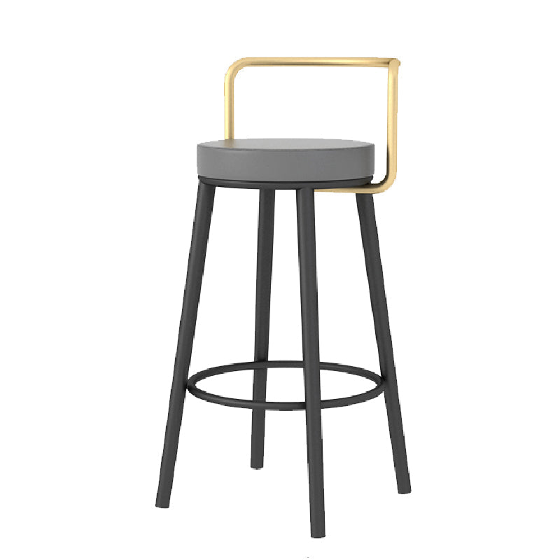 Glam Style Armless Counter Stool Faux Leather Round Bar Stool Black-Gold 1 Piece Counter Stool(26"H) Clearhalo 'Bar Furniture' 'Bar Stools' 'bar_stools' 'furn' 'furn_bar_stools' 'Furniture' 'Kitchen & Dining Furniture' 6316953