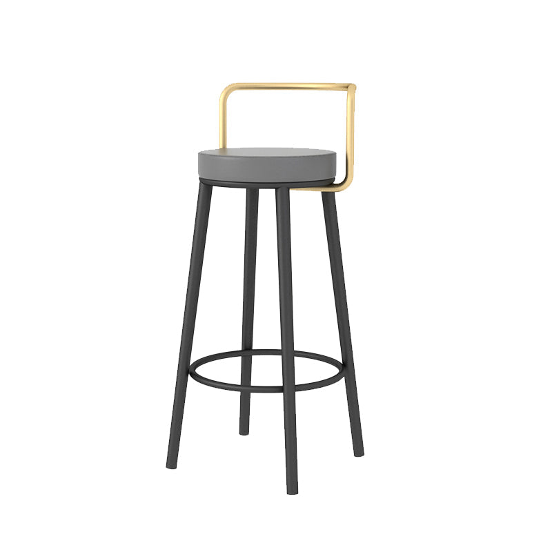 Glam Style Armless Counter Stool Faux Leather Round Bar Stool Black-Gold 1 Piece Bar Stool(30"H) Clearhalo 'Bar Furniture' 'Bar Stools' 'bar_stools' 'furn' 'furn_bar_stools' 'Furniture' 'Kitchen & Dining Furniture' 6316955